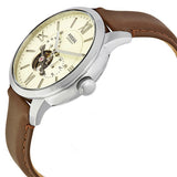 Fossil Men’s Automatic Leather Strap Cream Dial 44mm Watch ME3064