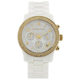 Michael Kors Women's MK5237 White Ceramic Runway Gold Glitz Watch