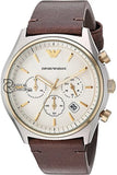 Emporio Armani Ar11033 Mens Chronograph Quartz Leather Strap White Dial 44Mm Watch Watches