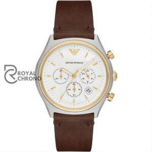 Emporio Armani Ar11033 Mens Chronograph Quartz Leather Strap White Dial 44Mm Watch Watches