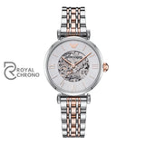 Emporio Armani Ar1992 Ladies Meccanico Silver/Rose Gold Skeleton Automatic Watch Watch