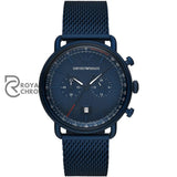 Emporio Armani Aviator Navy Blue Mesh Bracelet Dial Chronograph Quartz Watch For Gents - Ar 11289