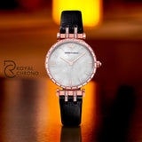 Emporio Armani Gianni T-Bar Mother Of Pearl Dial Black Leather Strap Watch For Ladies - Ar11295