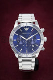 Emporio Armani Mario Blue Dial Silver Steel Strap Watch For Men - Ar11306 Watches