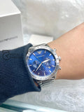 Emporio Armani Mario Blue Dial Silver Steel Strap Watch For Men - Ar11306 Watches