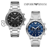 Emporio Armani Mario Blue Dial Silver Steel Strap Watch For Men - Ar11306 Watches