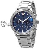 Emporio Armani Mario Blue Dial Silver Steel Strap Watch For Men - Ar11306 Watches