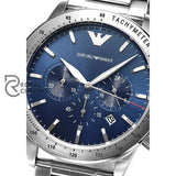 Emporio Armani Mario Blue Dial Silver Steel Strap Watch For Men - Ar11306 Watches