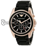 Emporio Armani Men’s Analogue Quartz Silicone & Stainless Steel Black Dial 44mm Watch AR6066