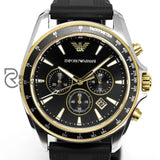 Emporio Armani Mens Chronograph Quartz Black Silicone Strap 44Mm Watch - Ar80003 Watches