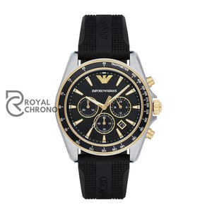 Emporio Armani Mens Chronograph Quartz Black Silicone Strap 44Mm Watch - Ar80003 Watches