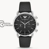 Emporio Armani Men’s Chronograph Quartz Leather Strap Black Dial 43mm Watch AR11143