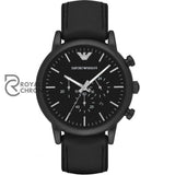 Emporio Armani Men’s Leather Strap Black Dial 46mm Watch AR1970