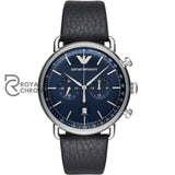 Emporio Armani Men’s Chronograph Quartz Leather Strap Blue Dial 43mm Watch AR11105