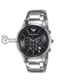 Emporio Armani Mens Chronograph Quartz Stainless Steel Black Dial 43Mm Watch - Ar2434 Watches