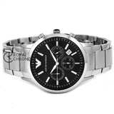 Emporio Armani Mens Chronograph Quartz Stainless Steel Black Dial 43Mm Watch - Ar2434 Watches