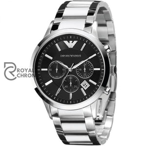 Emporio Armani Mens Chronograph Quartz Stainless Steel Black Dial 43Mm Watch - Ar2434 Watches