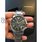 Emporio Armani Mens Chronograph Quartz Stainless Steel Black Dial 43Mm Watch - Ar2434 Watches