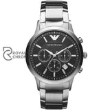 Emporio Armani Mens Chronograph Quartz Stainless Steel Black Dial 43Mm Watch - Ar2434 Watches