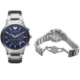 Emporio Armani Mens Chronograph Quartz Stainless Steel Blue Dial 41Mm Watch - Ar2448 Watches