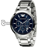 Emporio Armani Mens Chronograph Quartz Stainless Steel Blue Dial 41Mm Watch - Ar2448 Watches