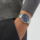 Emporio Armani Mens Chronograph Quartz Stainless Steel Blue Dial 41Mm Watch - Ar2448 Watches