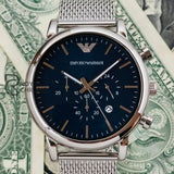 Emporio Armani Mens Chronograph Quartz Stainless Steel Blue Dial 43Mm Watch - Ar80038 Watches