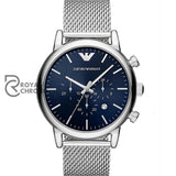 Emporio Armani Mens Chronograph Quartz Stainless Steel Blue Dial 43Mm Watch - Ar80038 Watches