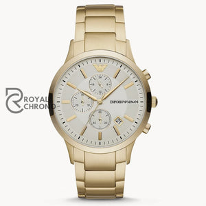 Emporio Armani Mens Chronograph Quartz Stainless Steel Off White Dial 43Mm Watch Ar11332