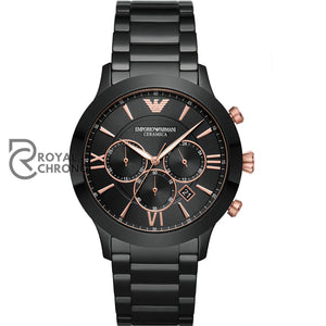 Emporio Armani Mens Chronograph Stainless Steel Black Dial 43Mm Watch 70006 Watches