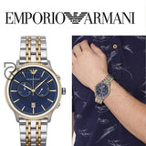 Emporio Armani Mens Chronograph Stainless Steel Blue Dial 43Mm Watch - Ar1847 Watches