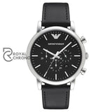 Emporio Armani Men’s Quartz Black Leather Strap Black Dial 46mm Watch AR8029