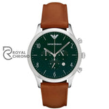 Emporio Armani Men’s Quartz Brown Leather Strap Green Dial 43mm Watch AR1941