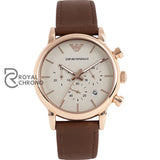 Emporio Armani Mens Quartz Leather Strap Beige Dial 38Mm Watch 2074 Watches