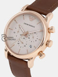 Emporio Armani Mens Quartz Leather Strap Beige Dial 38Mm Watch 2074 Watches