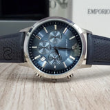 Emporio Armani Mens Quartz Leather Strap Blue Dial 43Mm Watch - Ar2473 Watches