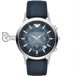 Emporio Armani Mens Quartz Leather Strap Blue Dial 43Mm Watch - Ar2473 Watches