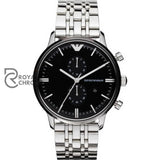 Emporio Armani Men’s Quartz Stainless Steel Black Dial 43mm Watch AR0389