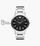 Emporio Armani Mens Quartz Stainless Steel Black Dial 43mm Watch - AR11181