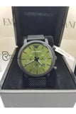 Emporio Armani Mens Quartz Stainless Steel Green Dial 46Mm Watch Ar11470 Watches