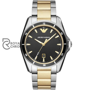 Emporio Armani Mens Quartz Two-Tone Stainless Steel Black Dial 44Mm Watch Ar80017 Watches