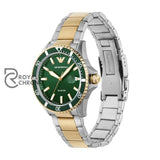 Emporio Armani Mens Quartz Two-Tone Stainless Steel Green Dial 42Mm Watch Ar80063