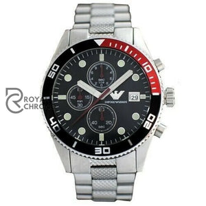 Emporio Armani Mens Silver With Black Dial Watch Ar5855