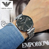 Emporio Armani Stainless Steel Black Dial 40Mm Watch For Men - Ar1676 Watches