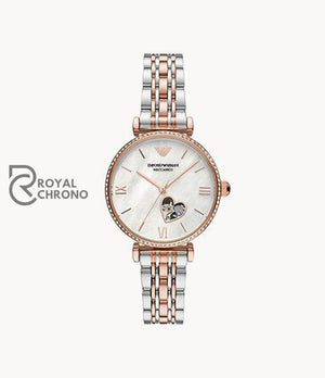 Emporio Armani Womens Automatic Two-Tone Stainless Steel Mother Of Pearl Dial 34Mm Watch Ar60049