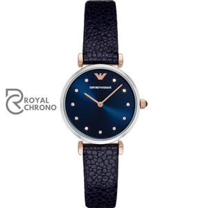 Emporio Armani Womens Quartz Leather Strap Blue Dial 33Mm Watch Ar1989 Watches