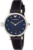 Emporio Armani Womens Quartz Leather Strap Blue Dial 33Mm Watch Ar1989 Watches