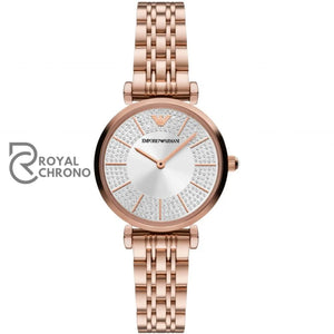 Emporio Armani Womens Quartz Rose Gold Stainless Steel Silver Dial 32Mm Watch - Ar11446 Watches