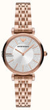 Emporio Armani Womens Quartz Rose Gold Stainless Steel Silver Dial 32Mm Watch - Ar11446 Watches