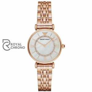 Emporio Armani Womens Two-Hand Rose Gold-Tone Stainless Steel Watch Ar1909